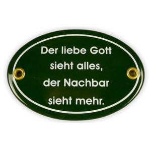 Emailschild oval, 10,5 x 7 cm, Der liebe Gott