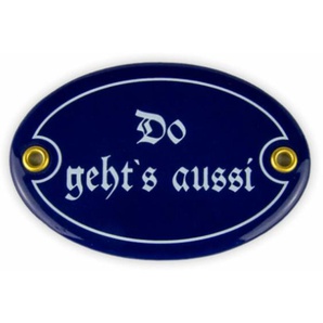 Emailschild oval, 10,5 x 7 cm, Do gehts aussi