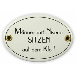 Emailschild oval, 10,5 x 7 cm, Männer mit Niveau