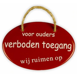 Emailschild oval, 10,5 x 7 cm, voor ouders verboden