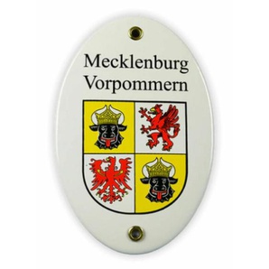 Emailschild oval, 10 x 15 cm, Wappen Mecklenburg Vorpommern