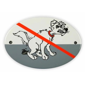 Emailschild oval, 15 x 10 cm, Hunde-Klo-Verbot