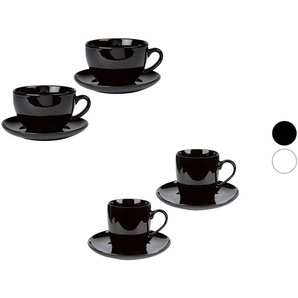 ERNESTO® 2er Set Tassen mit Untertasse, aus hochwertigem Porzellan