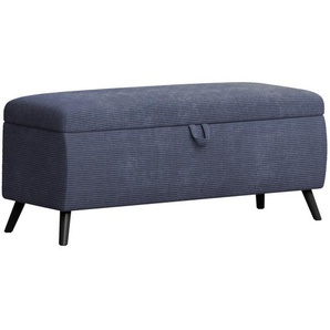 Esposa Bettbank, Blau, Holz, Textil, Buche, massiv,vollmassiv, 145x45x50 cm, Truhe im Sitz, Wohnzimmer, Hocker, Sitzhocker