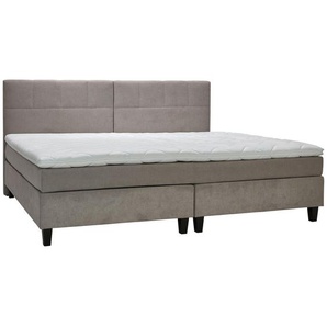 Esposa Boxspringbett, Beige, Textil, Buche, H2 + H3, 5-Zonen, Höhe ca. 19 cm, 240x200 cm, Oeko-Tex® Standard 100, Über- und Sondergrößen erhältlich, gepolstertes Kopfteil, Stoffauswahl, Topper durchgehend, in verschiedenen Größen Partnermatratze mit