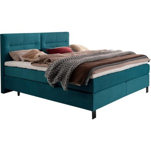 Esposa Boxspringbett, Blau, Textil, H2, 7-Zonen, Höhe ca. 21 cm, 200x220 cm, Über- und Sondergrößen erhältlich, Stoffauswahl, in verschiedenen Größen Härtegradauswahl, Schlafzimmer, Betten, Boxspringbetten