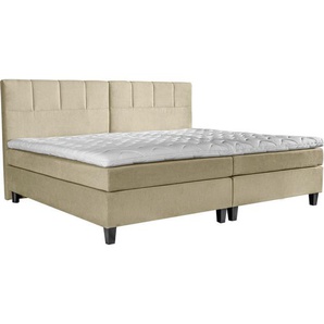 Esposa Boxspringbett, Creme, Textil, Buche, H2 + H3, 5-Zonen, Höhe ca. 19 cm, 240x200 cm, Oeko-Tex® Standard 100, Über- und Sondergrößen erhältlich, gepolstertes Kopfteil, Stoffauswahl, Topper durchgehend, in verschiedenen Größen erhältlich, Schlafzimmer,