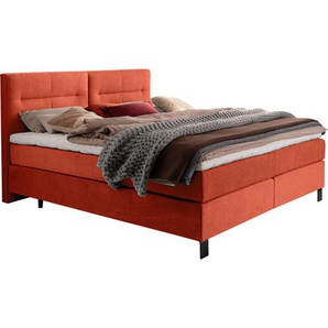 Esposa Boxspringbett, Orange, Textil, H2, 7-Zonen, Höhe ca. 21 cm, 200x220 cm, Über- und Sondergrößen erhältlich, Stoffauswahl, in verschiedenen Größen Härtegradauswahl, Schlafzimmer, Betten, Boxspringbetten