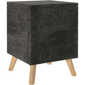 Esposa Nachtschrank, Schwarz, Holz, Textil, Eiche, vollmassiv, 2 Schubladen, 40x60x40 cm, Typenauswahl, Schlafzimmer, Nachttische