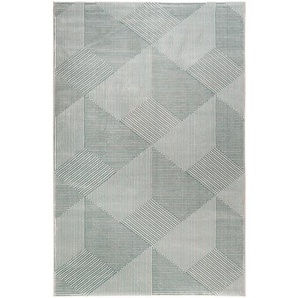 Esprit Webteppich Velvet Groove, Grau, Türkis, Textil, Karo, rechteckig, 80x150 cm, Textiles Vertrauen - Oeko-Tex®, Hohenstein, AZO-frei, Oeko-Tex® Standard 100, für Fußbodenheizung geeignet, in verschiedenen Größen erhältlich, Fasern thermofixiert