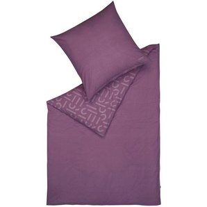 Esprit Wendebettwäsche E-Scatter Big, Beere, Aubergine, Bordeaux, Violett, Textil, Schriftzug, 155x220 cm, Oeko-Tex® Standard 100, hautfreundlich, angenehm wärmend, samtiger Griff, weiche und anschmiegsame Oberfläche, Schlaftextilien, Bettwäsche,