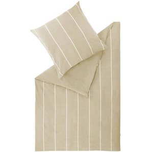 Esprit Wendebettwäsche E-HarpStripe-F, Creme, Beige, Textil, Streifen, 155x220 cm, Oeko-Tex® Standard 100, BCI (Better Cotton Initiative), pflegeleicht, atmungsaktiv, hautfreundlich, angenehm wärmend, bügelleicht, schadstoffgeprüft, samtiger Griff, weiche