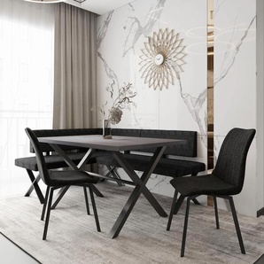 Essgruppe HELA SAALE Sitzmöbel-Sets Gr. Webstoff, schwarz (graphit/anthrazit + anthrazit schwarz) Tisch 140x90 cm, Stuhl 360 drehbar, Bank rechts-links montierbar