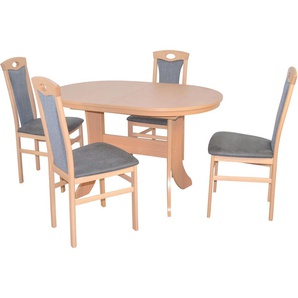 Essgruppe HOFMANN LIVING AND MORE 5tlg. Tischgruppe Sitzmöbel-Sets Gr. B/H/T: 45 cm x 95 cm x 48 cm, Polyester, Einlegeplatte, schwarz (buche, nachbildung, schwarz, buche, nachbildung) Essgruppen Stühle montiert