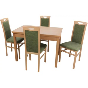 Essgruppe HOFMANN LIVING AND MORE 5tlg. Tischgruppe Sitzmöbel-Sets Gr. B/H/T: 45 cm x 96 cm x 48 cm, Stoff, grün (buche, nachbildung, grün, buche, nachbildung) Essgruppen Stühle montiert
