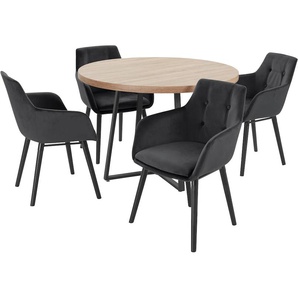 Essgruppe HOME AFFAIRE Sitzmöbel-Sets schwarz (eiche/black) mit 4 Stühle