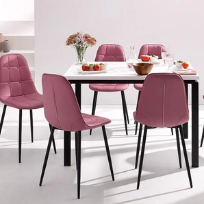 Essgruppe INOSIGN Sitzmöbel-Sets Gr. Kunstleder, rosa (rosa, weiß hochglanz) Essgruppen Esstisch, Breite 120 cm und 4 Esszimmerstühle, Bezug in Kunstleder