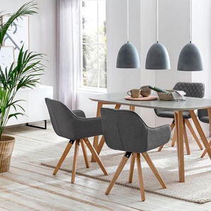 Essgruppe SALESFEVER Sitzmöbel-Sets grau Essgruppen bestehend aus 4 modernen Polsterstühlen und einem 180 cm breiten Tisch