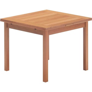 Esstisch HAMMEL FURNITURE Basic Dinex, schnell innenliegende Einlegeplatten ausziehbar Tische Gr. B/H/T: 90 cm x 76 cm x 90 cm, Auszugsplatte, rot (kirsche) Esstische rechteckig Furnier Massivholz, in zwei Breiten, stabiler dänische Design Tisch