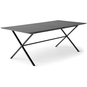 Esstisch HAMMEL FURNITURE Meza by Hammel Tische Gr. B/H/T: 165 cm x 73,5 cm x 90 cm, Einlegeplatten, schwarz (schwarz, schwarz) Esstische rechteckig rechteckige Tischplatte MDF, gekreuztes Metallgestell