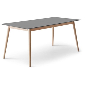 Esstisch HAMMEL FURNITURE Meza by Hammel Tische Gr. B/H/T: 165 cm x 74 cm x 90 cm, grau (graphit, beingestell natur) Esstische rechteckig rechteckige Tischplatte MDF, Massivholzgestell, mit 2 Einlegeplatten