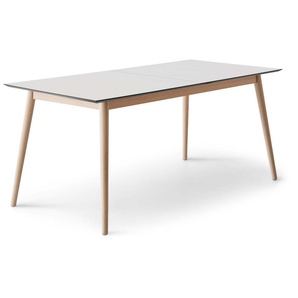 Esstisch HAMMEL FURNITURE Meza by Hammel Tische Gr. B/H/T: 165 cm x 74 cm x 90 cm, weiß (weiß, beingestell natur) Esstische rechteckig rechteckige Tischplatte MDF, Massivholzgestell, mit 2 Einlegeplatten