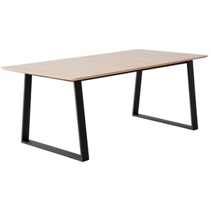 Esstisch HAMMEL FURNITURE Meza by Hammel Tische Gr. B/H/T: 210 cm x 73,5 cm x 100 cm, Einlegeplatten, beige (naturfarben, schwarz) Esstische rund oval abgerundete Tischplatte MDF, Trapez Metallgestell, 2 Einlegeplatten