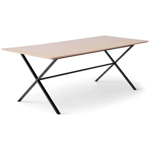 Esstisch HAMMEL FURNITURE Meza Designtisch mit Auszugsfunktion und 2 Einlegeplatten Tische Gr. B/H/T: 165 cm x 74 cm x 90 cm, Einlegeplatten, beige (natur, schwarz, natur) Esstische rechteckig abgerundete Tischplatte MDF, gekreuztes Metallgestell, in zwei