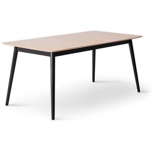 Esstisch HAMMEL FURNITURE Meza Designtisch mit Auszugsfunktion und 2 Einlegeplatten Tische Gr. B/H/T: 165 cm x 74 cm x 90 cm, Einlegeplatten, beige (natur, schwarz, natur) Esstische rechteckig abgerundete Tischplatte MDF, Massivholzgestell, in zwei Breite