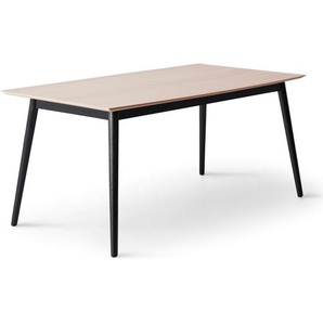 Esstisch HAMMEL FURNITURE Meza Designtisch mit Auszugsfunktion und 2 Einlegeplatten Tische Gr. B/H/T: 165 cm x 74 cm x 90 cm, Einlegeplatten, beige (natur, schwarz, natur) Esstische rechteckig bootsförmige Tischplatte MDF, Massivholzgestell, in zwei