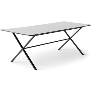 Esstisch HAMMEL FURNITURE Meza Designtisch mit Auszugsfunktion und 2 Einlegeplatten Tische Gr. B/H/T: 165 cm x 74 cm x 90 cm, Einlegeplatten, weiß (weiß, schwarz, weiß) Esstische rechteckig abgerundete Tischplatte MDF, gekreuztes Metallgestell, in zwei