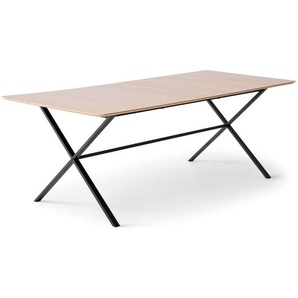 Esstisch HAMMEL FURNITURE Meza Designtisch mit Auszugsfunktion und 2 Einlegeplatten Tische Gr. B/H/T: 210 cm x 74 cm x 100 cm, Einlegeplatten, beige (natur, schwarz, natur) Esstische rechteckig abgerundete Tischplatte MDF, gekreuztes Metallgestell, in