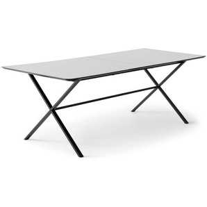 Esstisch HAMMEL FURNITURE Meza Designtisch mit Auszugsfunktion und 2 Einlegeplatten Tische Gr. B/H/T: 210 cm x 74 cm x 100 cm, Einlegeplatten, weiß (weiß, schwarz, weiß) Esstische rechteckig abgerundete Tischplatte MDF, gekreuztes Metallgestell, in zwei