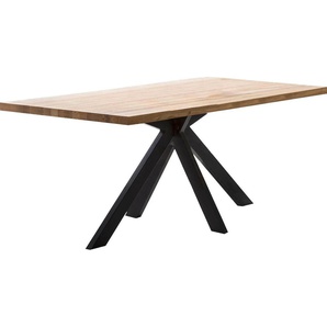 Esstisch HOME AFFAIRE New York, schwarz (natur, schwarz), B:220cm H:77cm T:100cm, Tische, Esstisch Rechteckiger Esstisch Holz-Esstische, mit modernem Spider Gestell