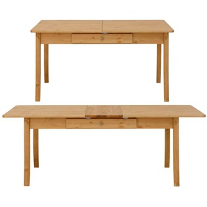 Esstisch HOME AFFAIRE Palermo Tische Gr. B/H/T: 180 cm x 75 cm x 90 cm, Einlegeplatten, beige (natur) mit Auszugsfunktion und 2 Schubladen, FSC zertifiziert