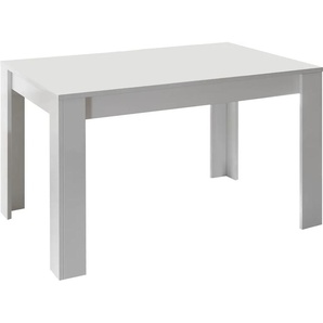 Esstisch INOSIGN Basic 137x90x79 cm (BxTxH), Esszimmertisch Weiss Hochglanz Lack Tische Gr. B/H/T: 137 cm x 79 cm x 90 cm, Ansteckplatte, weiß (weiß hochglanz lack, lack) Esstische rechteckig moderner rechteckiger Küchentisch, ausziehbar, erweiterbar auf