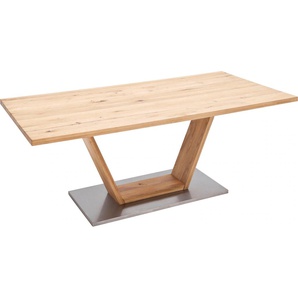 Esstisch MCA FURNITURE Greta Tische Gr. B/H/T: 180cm x 77cm x 90cm, Gerade Kante, braun (balkeneiche + balkeneiche balkeneiche) Esstisch Massivholz mit Baumkante, gerader Kante oder Tischplatte