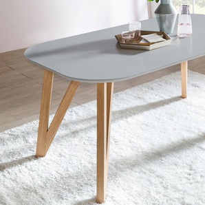 Esstisch SALESFEVER Tische Gr. B/H/T: 120cm x 76cm x 80cm, 120x80cm, grau (grau + natur grau) Haarnadelbeine aus massiver Eiche