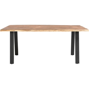 Esstisch SALESFEVER Tische Gr. B/H/T: 140cm x 76,5cm x 80cm, 140x80cm, schwarz (natur/schwarz + natur) Massivholz geölt und zweifach gewachst