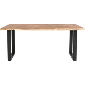 Esstisch SALESFEVER Tische Gr. B/H/T: 140cm x 76,5cm x 80cm, 140x80cm, schwarz (natur/schwarz + natur) Massivholz geölt und zweifach gewachst