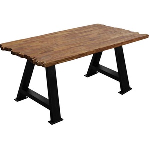 Esstisch SIT Tops&Tables Tische Gr. B/H/T: 160 cm x 77 cm x 90 cm, schwarz (schwarz, schwarz, natur) Esstische rechteckig aus recyceltem Altholz