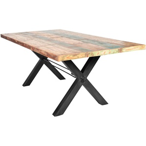 Esstisch SIT Tops Tische Gr. B/H/T: 240cm x 78cm x 100cm, schwarz (eisen schwarz) Esstisch Holz-Esstische Küchentisch Rechteckiger Tisch aus recyceltem Altholz