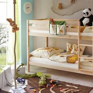 Etagenbett TICAA Marcel Etagenbetten Gr. B/H/L: 99cm x 140cm x 208cm, kein Härtegrad, ohne Matratze, beige (natur + kiefer massiv natur) Baby Etagenbett Kinderbett Kinder-Einzelbett Etagenbetten mit Rollrost, Kiefer