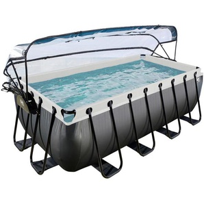 Exit Toys Pool-Set Black, Schwarz, Metall, 200x122x400 cm, Freizeit, Pools und Wasserspaß, Aufstellpools, Aufstellpools