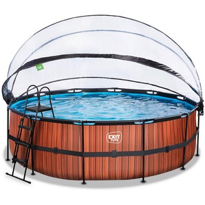 Exit Toys Pool-Set, Braun, Kunststoff, Holzoptik, 122 cm, CE, Freizeit, Pools und Wasserspaß, Pools, Aufstellpools