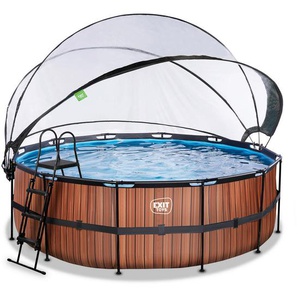 Exit Toys Pool-Set, Braun, Kunststoff, Holzoptik, 122 cm, CE, Freizeit, Pools und Wasserspaß, Pools, Aufstellpools