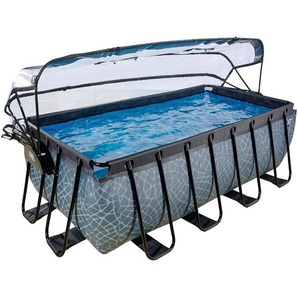 Exit Toys Pool-Set Stone, Schwarz, Metall, 200x122x400 cm, Freizeit, Pools und Wasserspaß, Aufstellpools, Aufstellpools