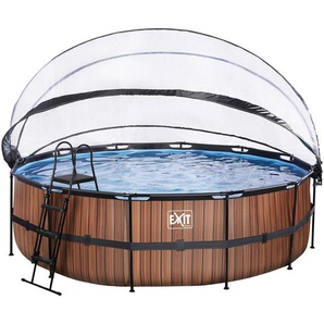 Exit Toys Pool-Set Wood, Braun, Metall, 122 cm, Freizeit, Pools und Wasserspaß, Aufstellpools, Aufstellpools