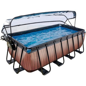 Exit Toys Pool-Set Wood, Braun, Metall, Holz, 200x122x400 cm, Freizeit, Pools und Wasserspaß, Aufstellpools, Aufstellpools