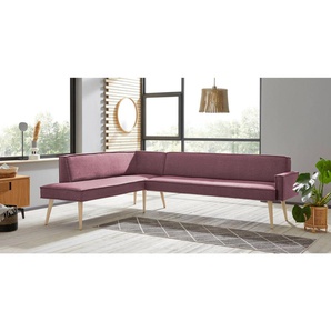 exxpo - sofa fashion Eckbank Lungo, moderne Kedernaht, bequem und elegant, hoher Holzfuß, hochwertige Detailverarbeitung, frei im Raum stellbar